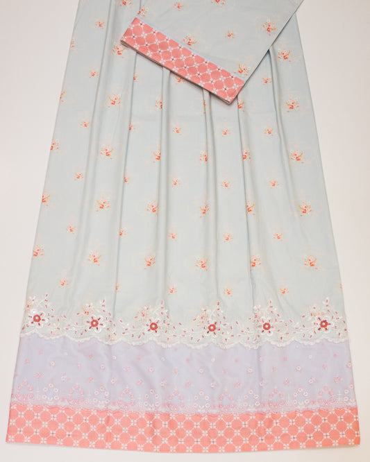 Rose Printed Rida With Smart Lace & Bullion Work On Lace