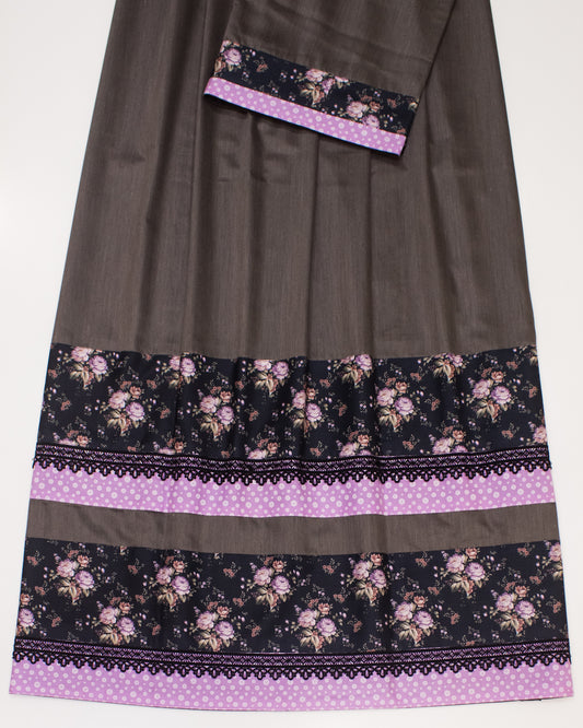 Dark Stone Rida With Smart Floral Panel & Lace