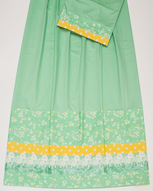 Mint Green Rida With Smart Lace & Floral Print Panel