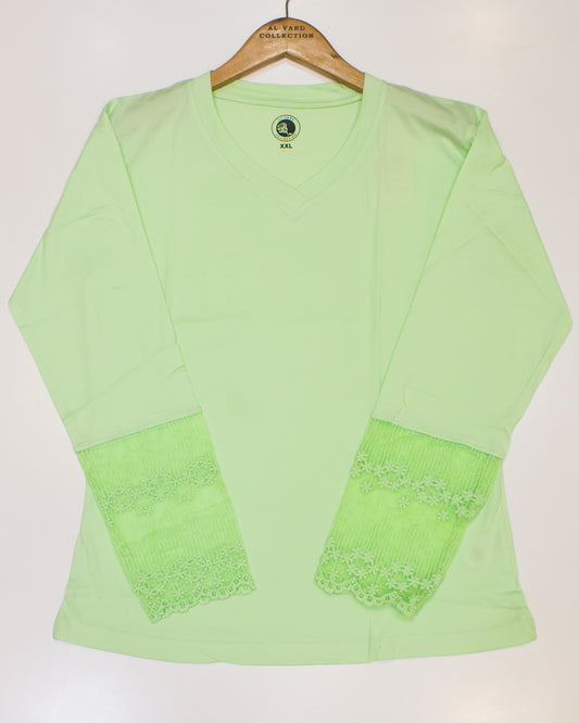 Al Vard Pistachio T-Shirt With Net Sleeves