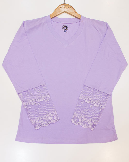 Al Vard Mauve T-Shirt With Net Sleeves