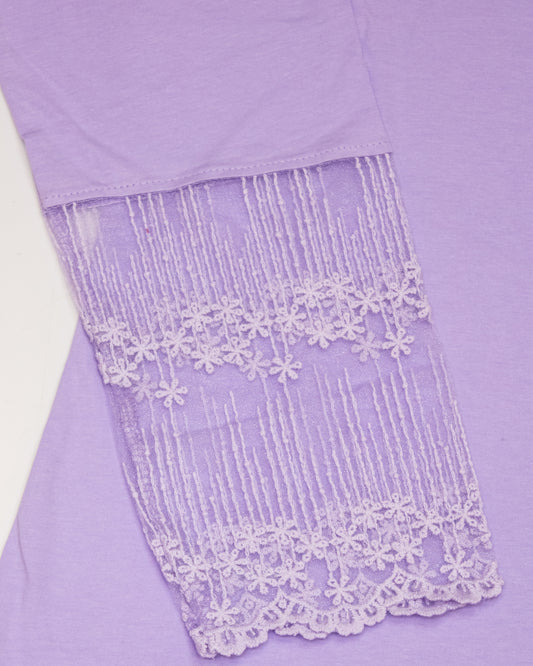 Al Vard Mauve T-Shirt With Net Sleeves