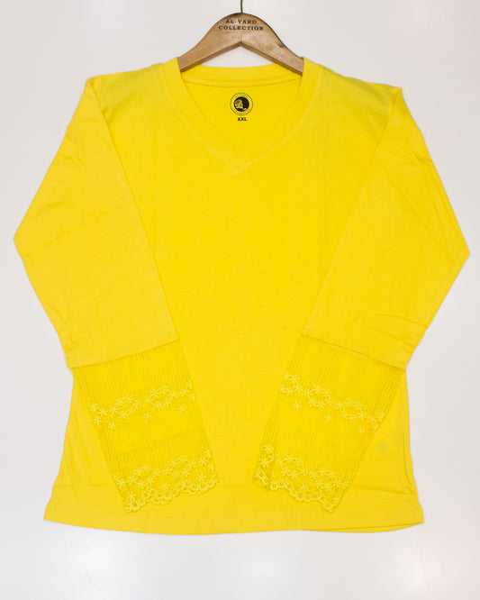 Al Vard Yellow T-Shirt With Net Sleeves