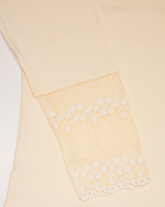 Al Vard Cream T-Shirt With Net Sleeves