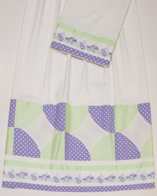 White Quadroi Material Rida With Smart Lace & Fancy Pattern In Panel